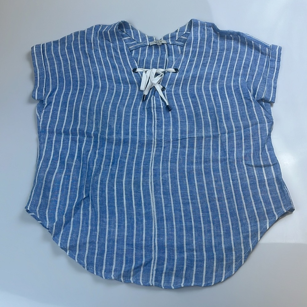 Rails Jeri St Germain Striped Linen Blouse S131-29 - image 2